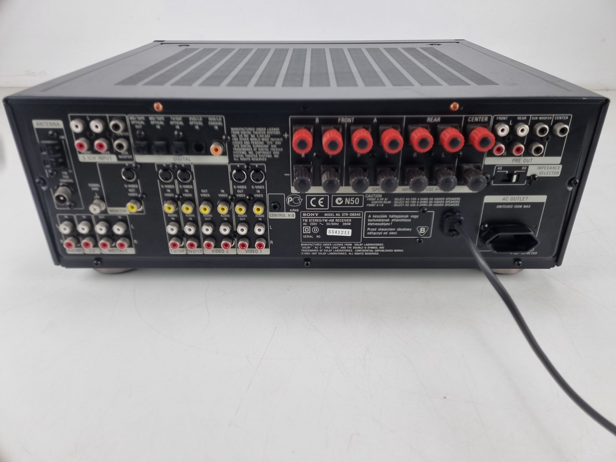 Sony STR-DB840 - FM-stereo/FM-AM-ontvanger - Werkt naar behoren - Coaxiale ingang is beschadigd