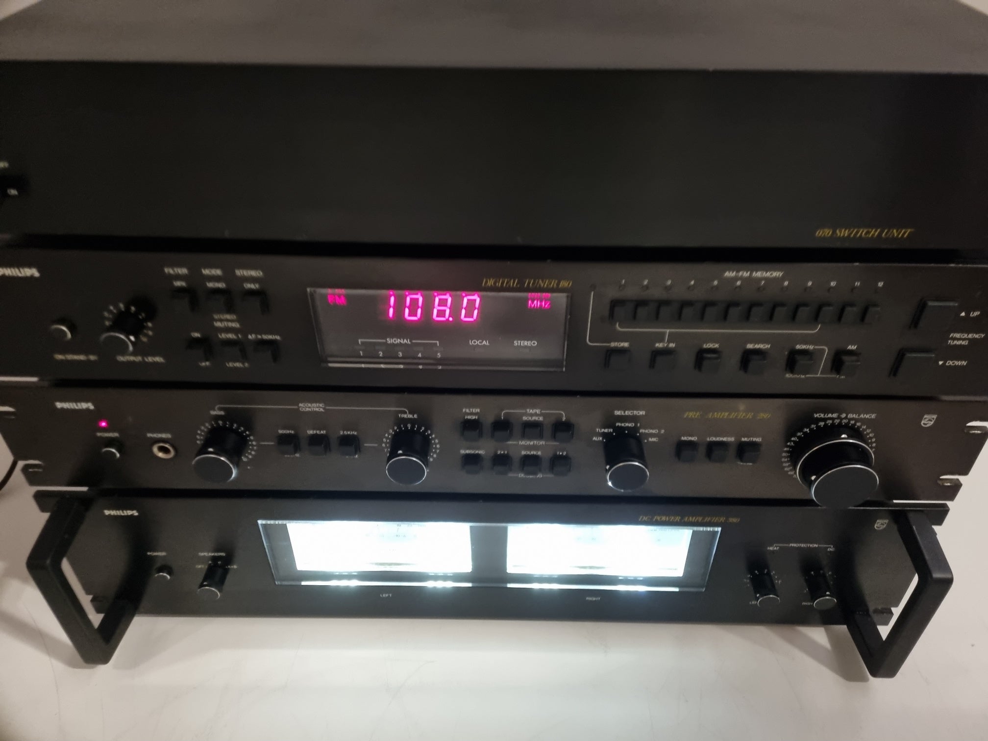 Philips 070 Switch Unit  - 180 TUNER - 280 Pre amp - 380 DC Power Amp - Fully Serviced set