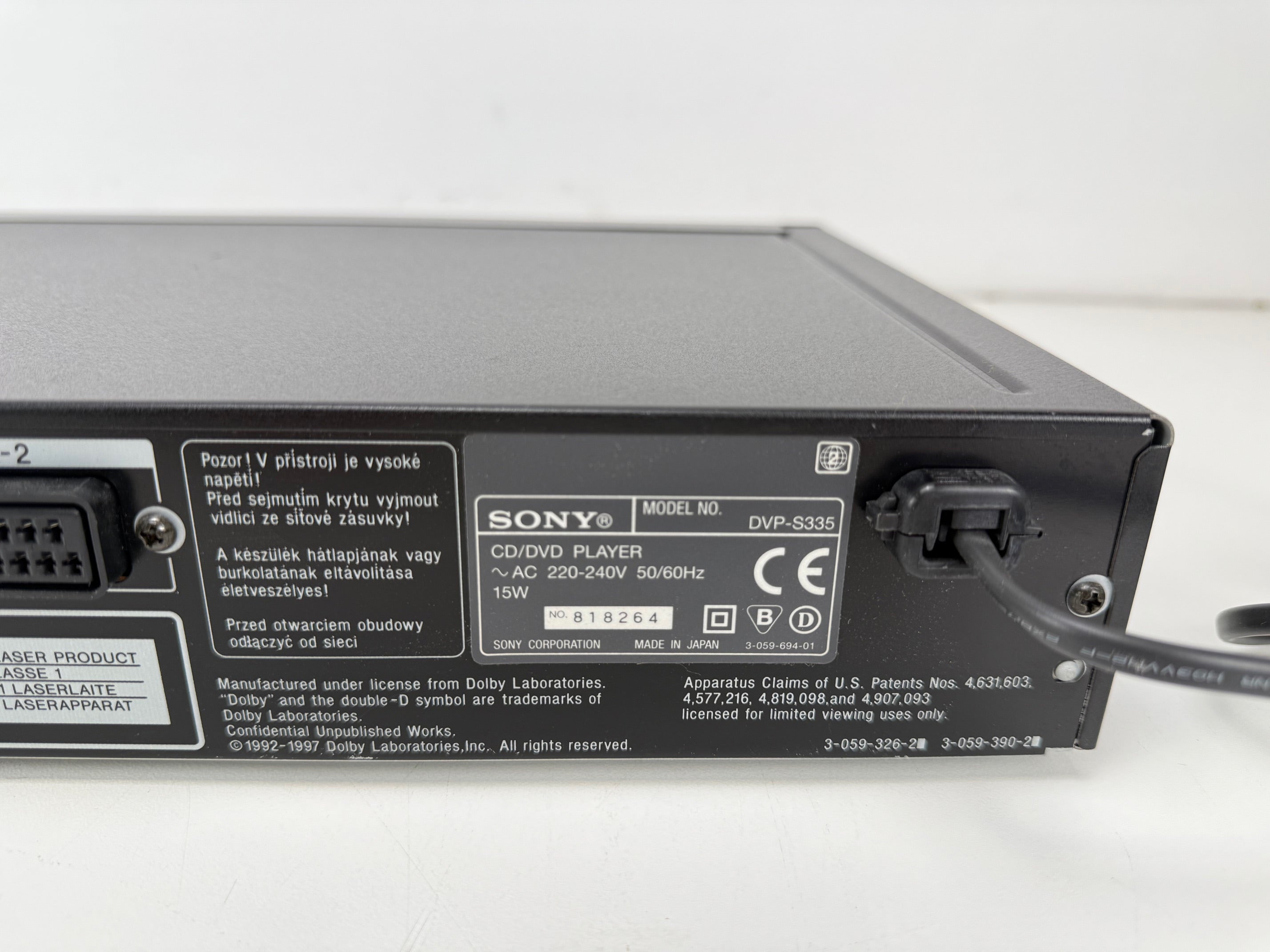 Sony DVP-S335 CD/DVD Player - Original Manuals