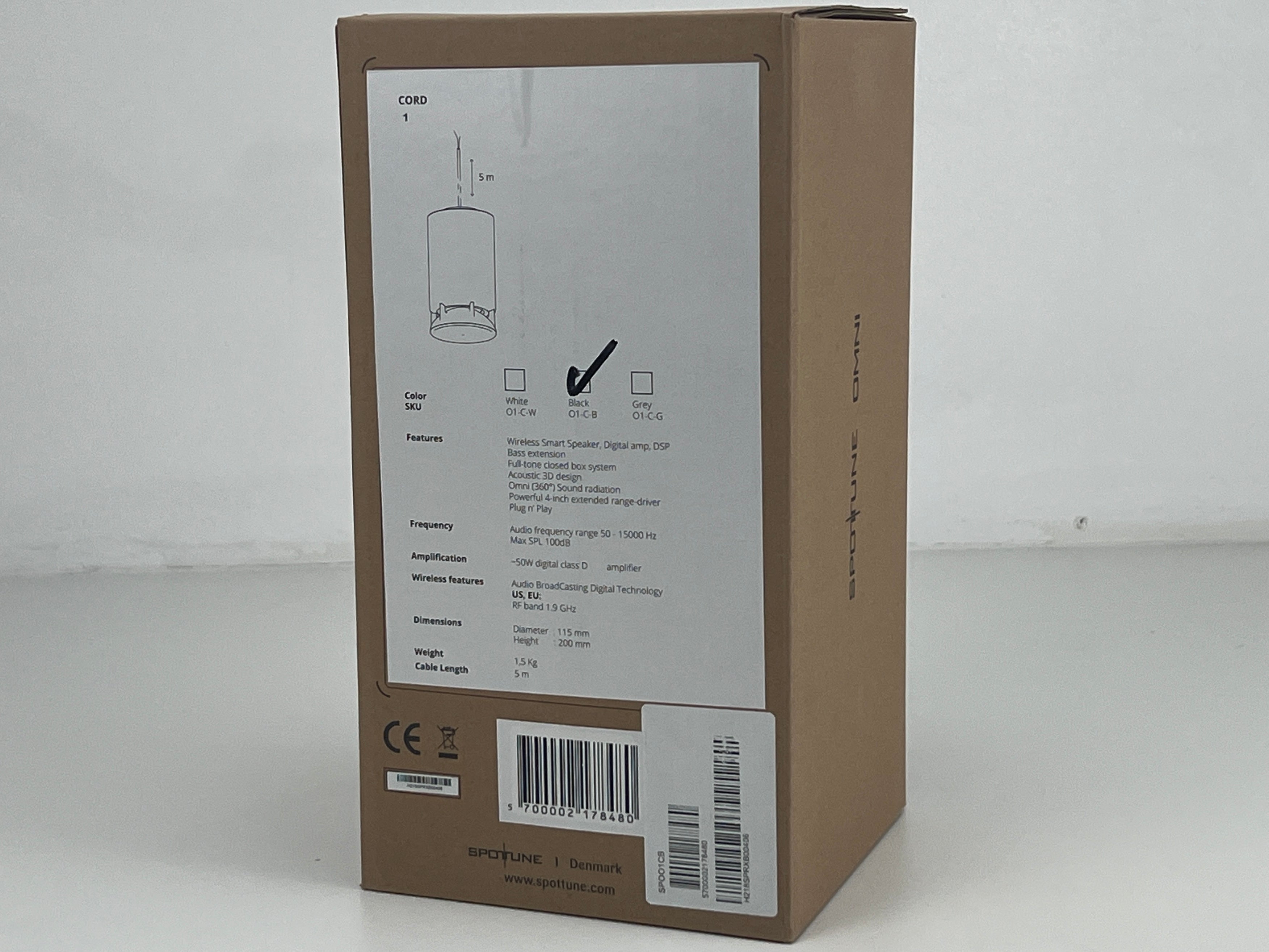 Spottune Omni Cord - O1-C-B- Wireless Active Speaker