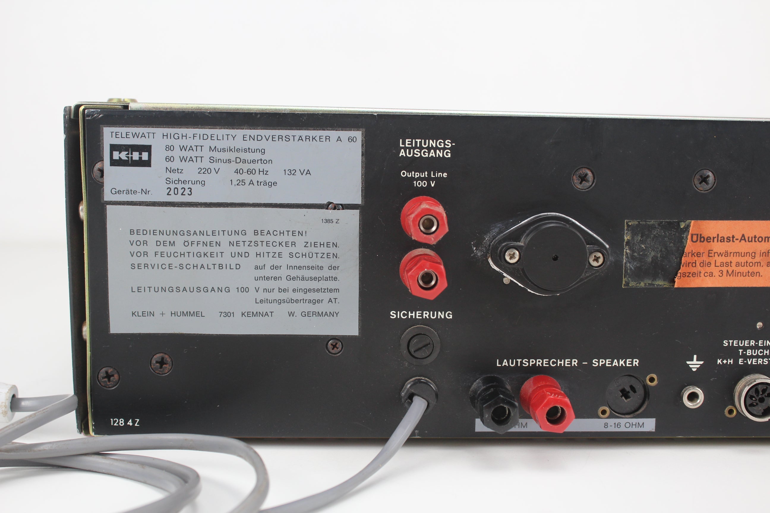 Klein & Hummel Telewatt A60E hi-fi MONO eindversterker