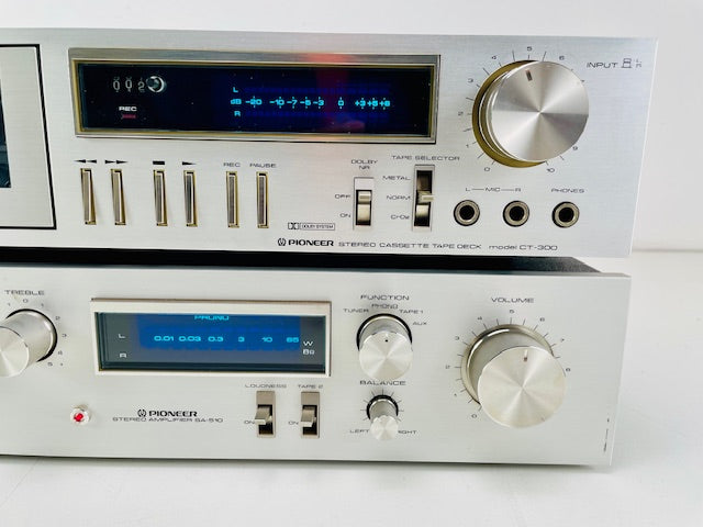 Pioneer CT-300 Cassette Deck + SA-510 Stereo Amplifier - Blue line series