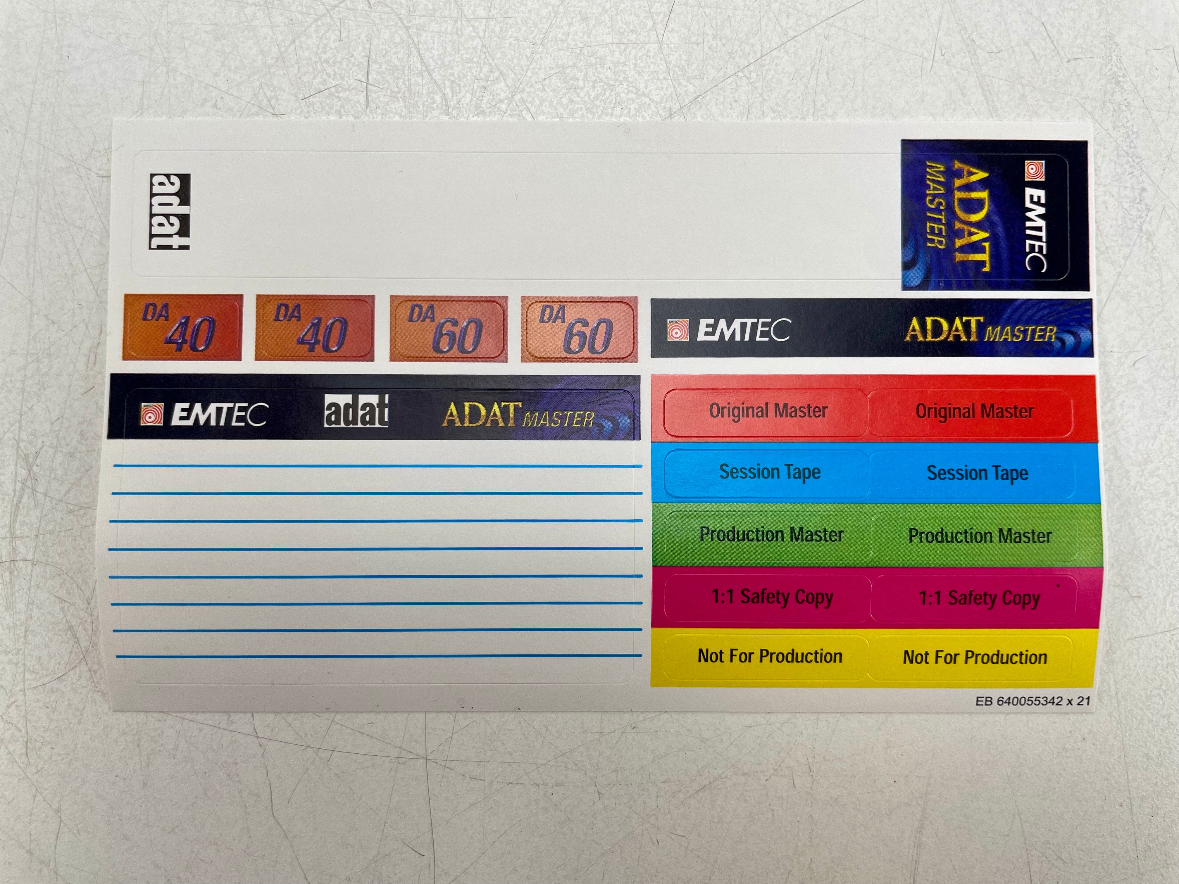 EMTEC ADAT Master DA 40 Formatted 20 Bit 48Khz digital audio tape - NOS