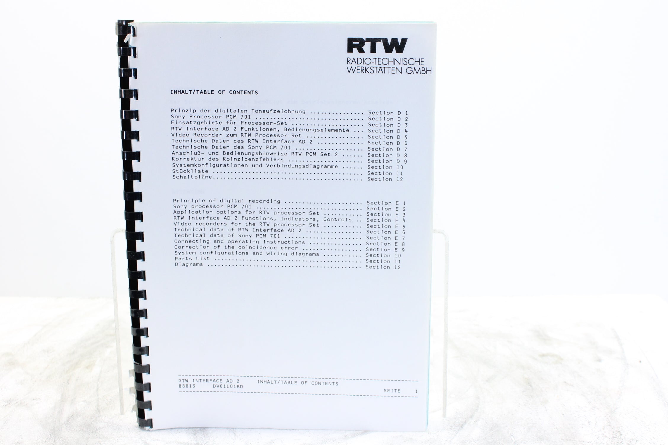 RTW Studio Processor Set Service Manual