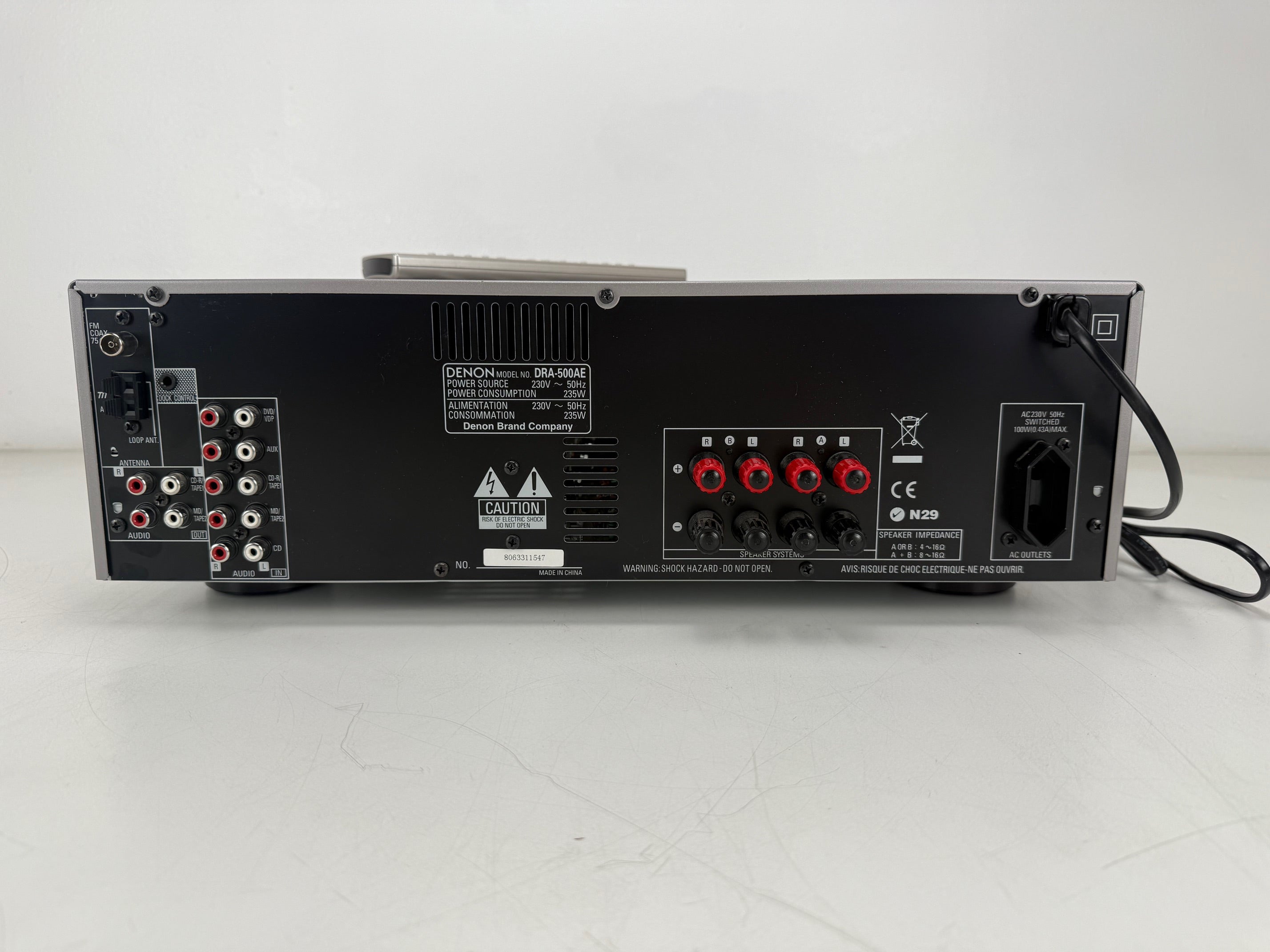 Denon DRA-500AE AM/FM stereo-ontvanger met afstandsbediening