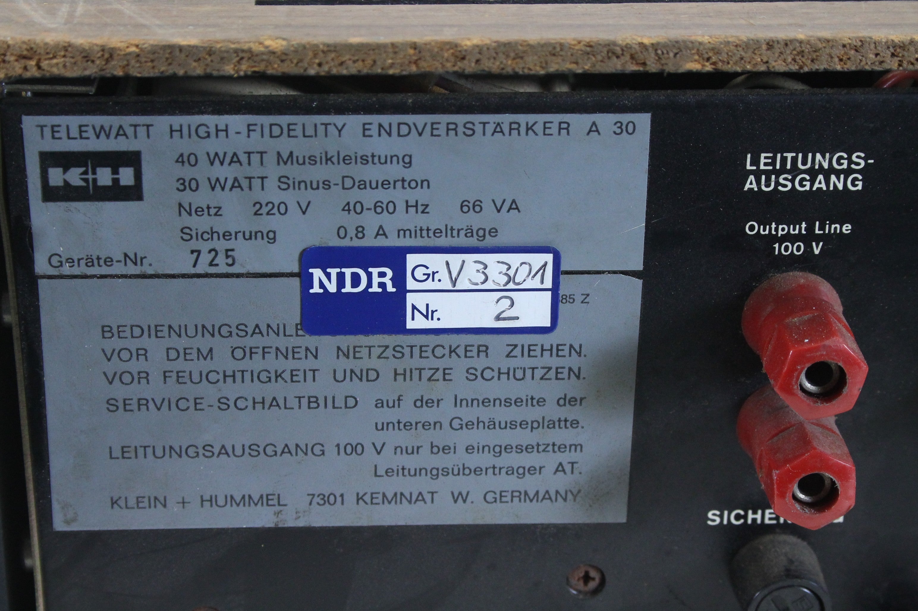 Klein & Hummel Telewatt A30 High Fidelity Mono Versterker (nr. 2)