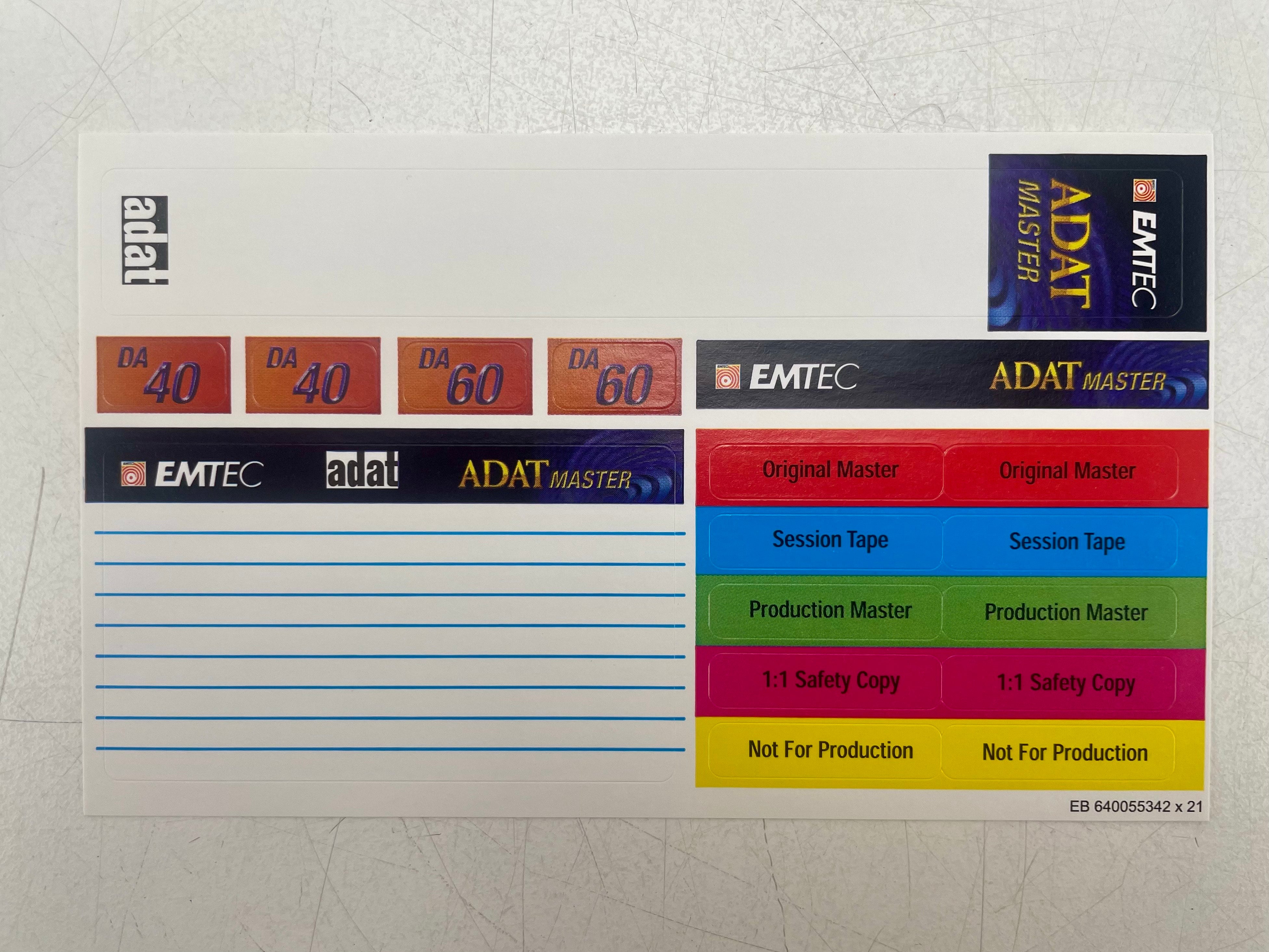 EMTEC ADAT Master DA60 geformatteerde 20-bits 48 kHz digitale audiotape - Nieuw in doos